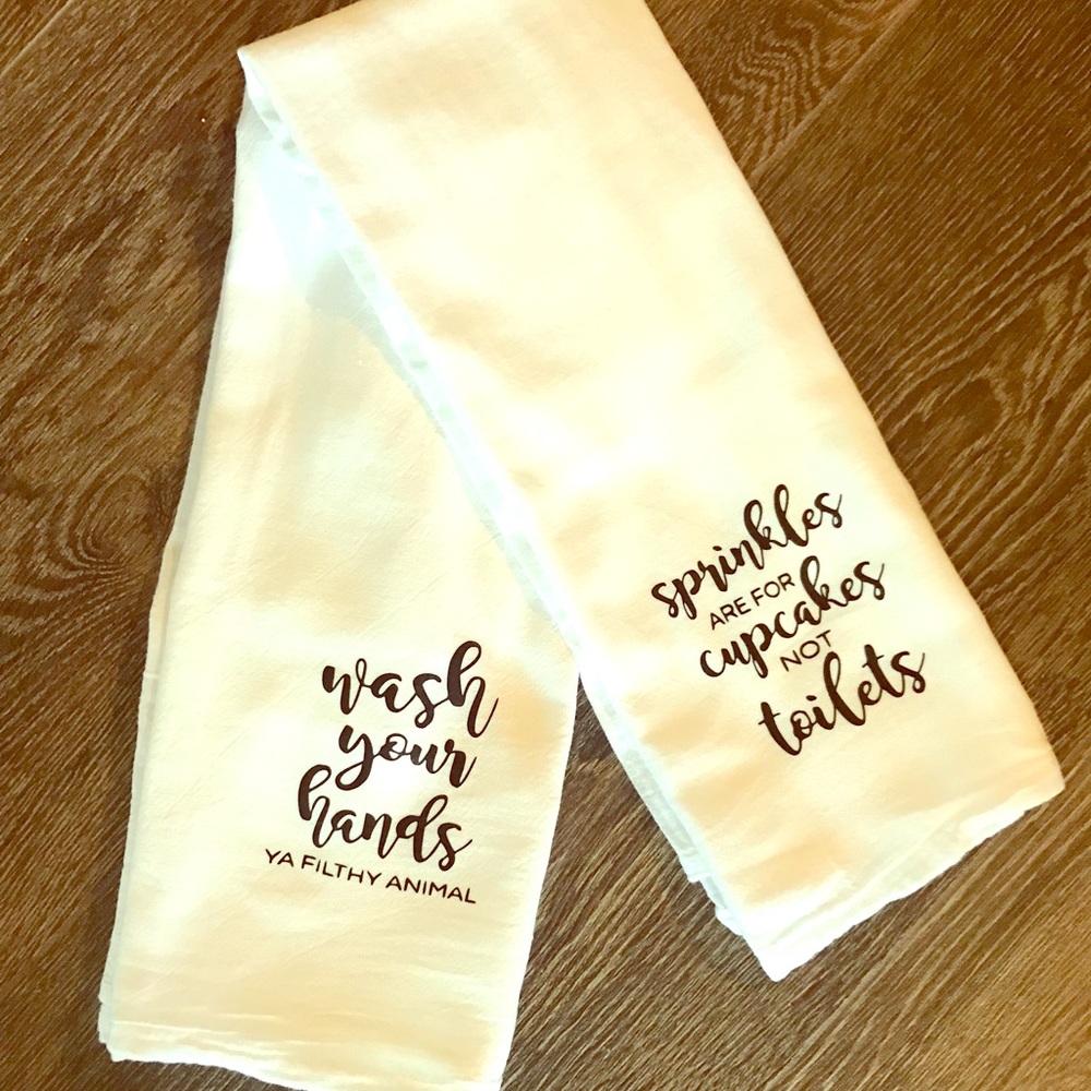 Funny bathroom Flour Sack Towels